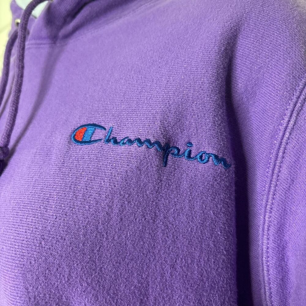 Champion Small Reverse Weave Purple Hoodie – Oversized Fit Embroidered Logo